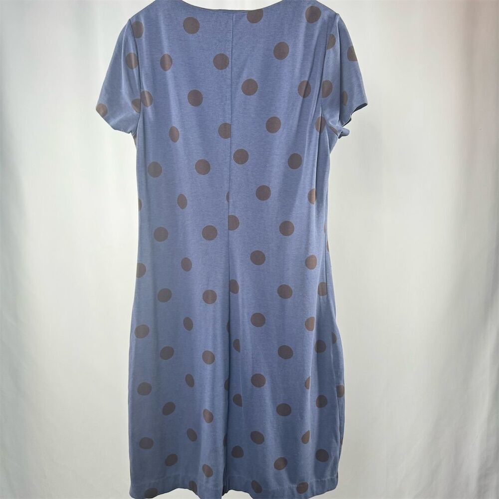 Boden Polka Dot Knee Length Short Sleeve Pocket Dress in Blue Brown Size 6 Reg - Picture 3 of 4